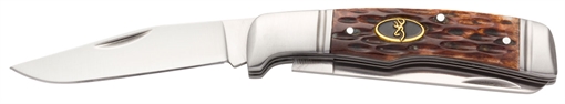 Picture of Browning Joint Venture 2.88" Folding Drop Point/Spey Point Plain 8Cr13MoV SS Blade Brown Jigged Bone Handle 3220012