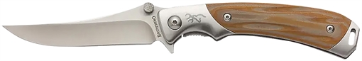 Picture of Browning Wicked Wing 3.50" Folding Trailing Point Plain Satin 7Cr17MoV SS Blade Amber/Satin G10/SS Handle Includes Pocket Clip 3220330