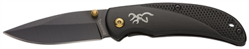 Picture of Browning Prism 3 EDC Folding 2.38" Plain Black Oxide 7Cr17MoV SS Blade, Black w/Brass Accents & Logo Anodized Aluminum Handle, Includes Pocket Clip 3220340