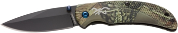 Picture of Browning Prism 3 EDC Folding 2.38" Plain Black Oxide 7Cr17MoV SS Blade, Camo w/Brass Accents & Logo Anodized Aluminum Handle, Includes Pocket Clip 3220344