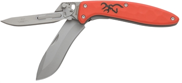 Picture of Browning Primal Scalpel 2 Boxed 2.75" Folding Drop Point/Scalpel Plain Blaze Orange 8Cr13MoV SS Blade, Blaze Orange Polymer w/Rubber Overmold Handle 3220462B