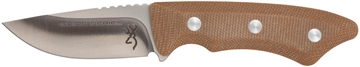 Picture of Browning Guide Series Small 3" Fixed Drop Point Plain Brown Satin Sandvik 14C28N SS Blade, Brown Micarta Handle 3220498B