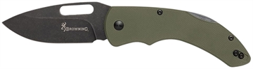 Picture of Browning Hidden Hollow EDC Large 3" Folding Drop Point Plain Black Oxide Stonewashed D2 Steel Blade, OD Green G10 Handle 3220506B