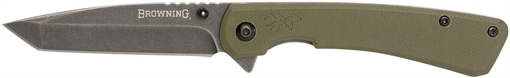 Picture of Browning Branded Rock EDC 3" Folding Tanto Plain Black Stonewashed 7Cr17MoV SS Blade OD Green, G10 Handle 3220507