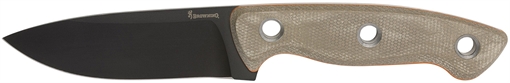 Picture of Browning Desolation Small 3.75" Fixed Modified Drop Point Plain Black Powder Coated 440C SS Blade, Tan Micarta Laminate Handle 3220508B