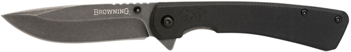Picture of Browning Branded Rock EDC 3" Folding Drop Point Plain Black Stonewashed 7Cr17MoV SS Blade, Black G10 Handle 3220514