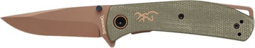 Picture of Browning Trailside EDC Small 3" Folding Modified Drop Point Plain Titanium Finish D2 Steel Blade, Green Micarta Handle 3220516