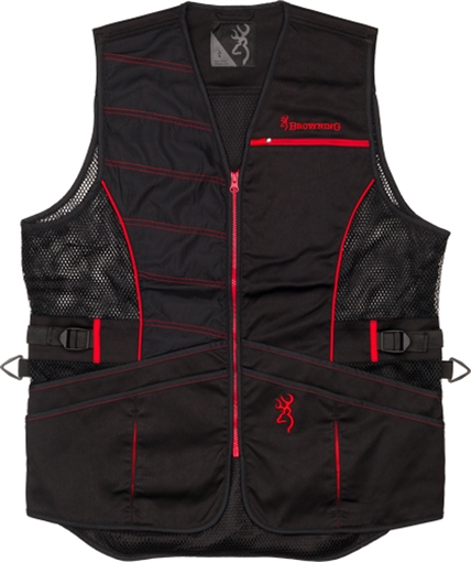 Picture of BROWNING ACE SHOOTING VEST R-HAND MED BLACK/RED TRIM 3050457102