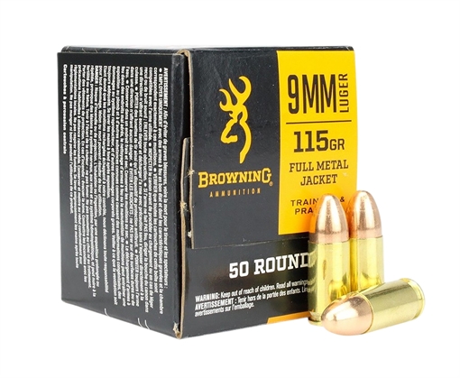 Picture of Browning Ammo B191800093   9mm 115gr Full Metal Jacket 50 Per Box/20 Case