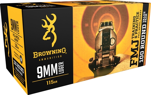 Picture of Browning Ammo FMJ Value Pack 9mmLuger 115gr Full Metal Jacket 100 Per Box/5 Case B191800094