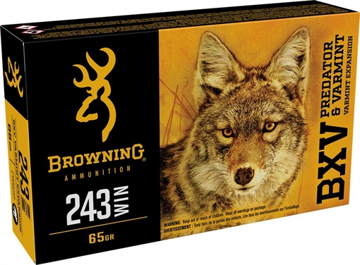 Picture of Browning Ammunition 243 WINCHESTER 65GR BXV POLYMER TIPPED 20/BOX B192302431