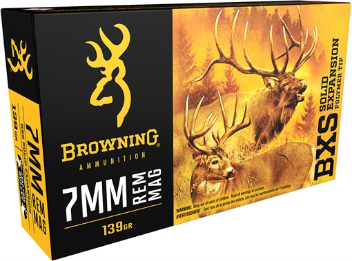 Picture of Browning Ammo BXS Copper Expansion 7mmRem Mag 139gr Lead Free Solid Expansion Polymer Tip 20 Per Box/10 Case B192400071