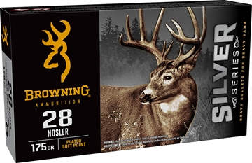 Picture of Browning Ammo Silver 28Nosler 175gr Plated Soft Point 20 Per Box/10 Case B192600281