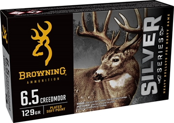 Picture of Browning Ammo Silver 6.5Creedmoor 129gr Plated Soft Point 20 Per Box/10 Case B192600651