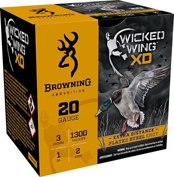 Picture of Browning Ammo Wicked Wing XD 20Gauge 3" 1oz 2Shot 25 Per Box/10 Case B193412032