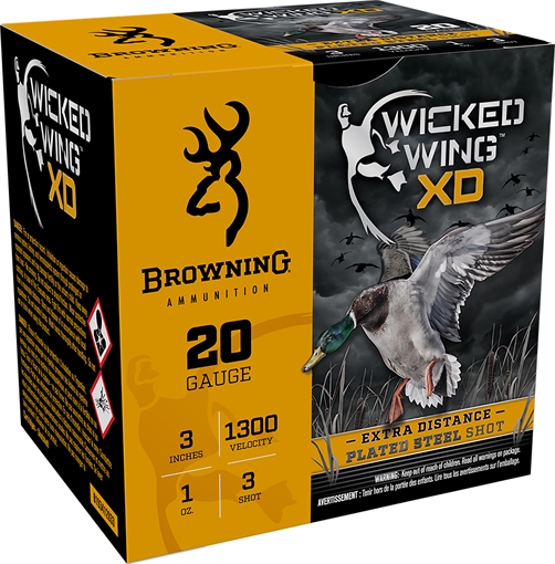 Picture of Browning Ammo Wicked Wing XD 20Gauge 3" 1oz 3Shot 25 Per Box/10 Case B193412033