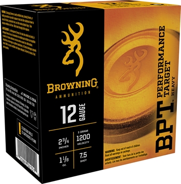 Picture of Browning Ammo BPT Performance Target Heavy 12Gauge 2.75" 1 1/8oz 7.5Shot 25 Per Box/10 Case B193621227