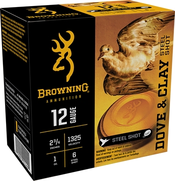 Picture of Browning Ammunition DOVE & CLAY 12 GAUGE 2-3/4'' 1OZ #6 STEEL SHOT 25/BOX B193831226