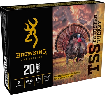 Picture of Browning Ammo TSS Tungsten Turkey 20Gauge 3" 1 1/2oz Tungsten 7/9Shot 5 Per Box/10 Case B193922030