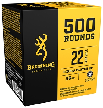 Picture of Browning Ammo BPR Performance Rimfire 22 LR 36 gr Plated Hollow Point 500 Per Box/ 4 Cs B194122000