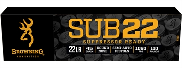 Picture of Browning Ammo Sub22 22LR 45gr Round Nose 100 Per Box/20 Case B194122102