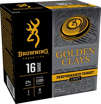 Picture of Browning Ammo Golden Clays 16Gauge 2.75" 1oz 8Shot 25 Per Box/10 Case BGC168