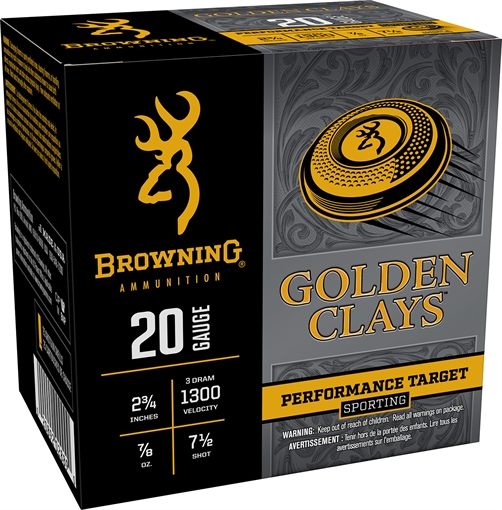 Picture of Browning Ammo Golden Clays 20Gauge 2.75" 7/8oz 7.5Shot 25 Per Box/10 Case BGC207