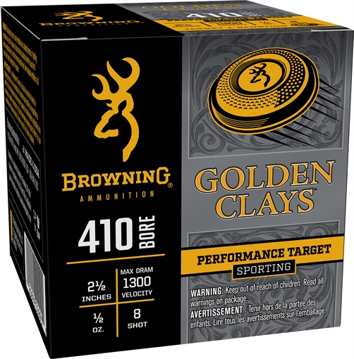Picture of Browning Ammo Golden Clays 410Bore 2.50" 1/2oz 8Shot 25 Per Box/10 Case BGC418