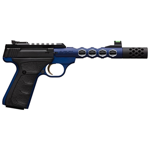 Picture of Browning Buck Mark Plus 22 LR 10+1 5.90" Vision, Threaded w/Sawtooth Cuts Barrel, Matte Black Optic Ready/Serrated Steel Slide, Blue Anodized Aluminum Black Ultragrip FX Grips 051562490