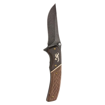 Picture of Browning Buckmark Hunter Liner Lock Knife Hardwood Scales - Large - 3-1/2" Blade Black 3220392B 023614958260