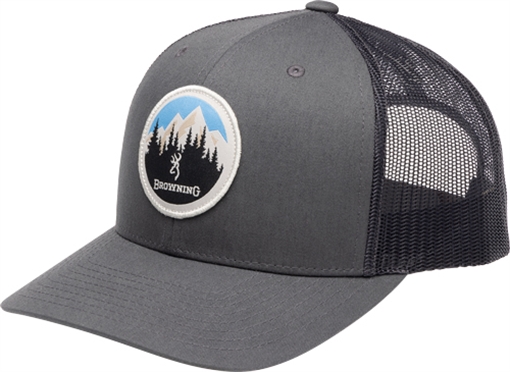 Picture of BROWNING CAP BRIMROCK MESH BACK CIRCLE MNTN PATCH CARBON* 308071791