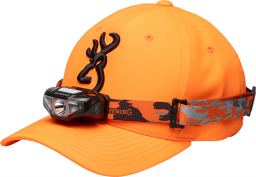 Picture of BROWNING CAP/HEADLAMP COMBO BLAZE ORG W/100 LUMEN LIGHT* 3713014