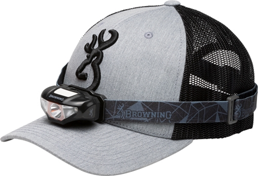 Picture of BROWNING CAP/HEADLAMP COMBO GRAY/BLK W/100 LUMEN LIGHT* 3713015