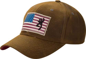 Picture of BROWNING CAP LIBERTY WAX FLAG BUCK MARK LOGO DARK BROWN ADJ 308776881