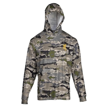 Picture of Browning Hooded Long Sleeve Tech Shirt Ovix Camo S 3010863401