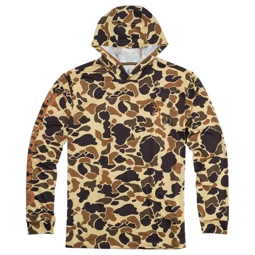 Picture of Browning Hooded Long Sleeve Tech Shirt Vintage Tan Camo XL 3010861204 023614968276