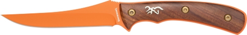 Picture of BROWNING KNIFE UNION BLUFF FXD 4.25" ORANGE/WOOD W/LTHR SHTH* 3220532