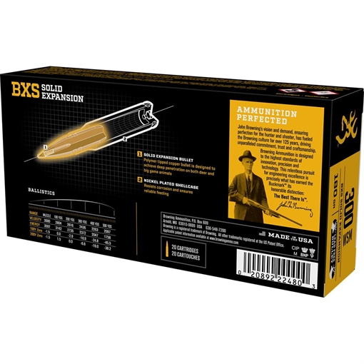 Picture of Browning Max Point Rifle Ammunition .30-06 Sprg 180gr BXS 2750 fps 20/ct B192430061