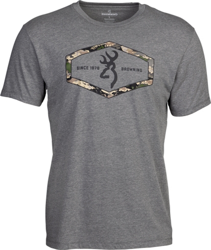 Picture of BROWNING SS T-SHIRT BROWNING HEXLOCK HEATHER GRAY XLARGE 5010016904 048702500695
