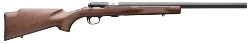 Picture of Browning T-Bolt Target SR 22 LR 10+1 20" Matte Blued Heavy Bull Threaded Barrel, Drilled & Tapped Matte Blued Steel Receiver, Grade I Black Walnut Target Style Fixed w/Raised Comb Stock 025253202