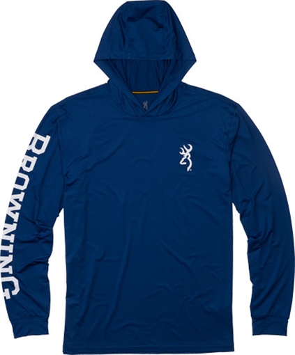 Picture of Browning Hooded Long Sleeve Sun Shirt Navy 2XL 3010729505