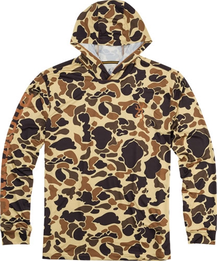 Picture of Browning Hooded Long Sleeve Tech Shirt Vintage Tan Camo M 3010861202 023614968252