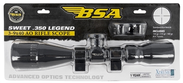 Picture of BSA Sweet 350 Legend Black Matte 3-9x40mm AO 1" Tube 30/30 Reticle Features Weaver Rings 35039X40AOWRTB