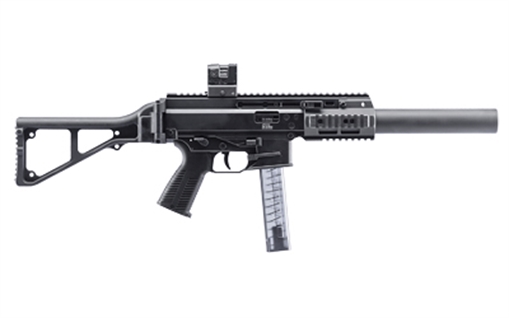 Picture of B&T USA APC9, PRO, Semi-automatic, SBR, 9MM, 5.7", Black, 30 Rounds, Suppressor Included, Ambidextrous, Front/Rear Flip Sights, Anodized, MBT Stock BT-36046-SC-US-KIT