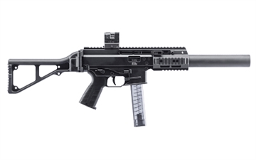 Picture of B&T USA APC9, PRO, Semi-automatic, SBR, 9MM, 5.7", Black, 30 Rounds, Suppressor Included, Ambidextrous, Front/Rear Flip Sights, Anodized, MBT Stock BT-36046-SC-US-KIT