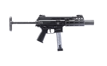 Picture of B&T USA APC9 SD PRO, Semi-automatic, SBR, 9MM, 5.7" Barrel, Telescopic Stock, Anodized Finish, Black, 30 Rounds, 1 Magazine, Includes Compact Suppressor BT-36046-C-SBR-TS-KIT