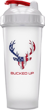 Picture of BUCKED UP SHAKER 28OZ WHITE & USA FLAG LOGO BPA FREE 9000099