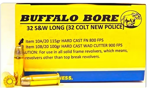 Picture of Buffalo Bore Ammunition Personal Defense Strictly Business 32S&W Long 115gr Hard Cast Flat Nose 20 Per Box/12 Case 10A20