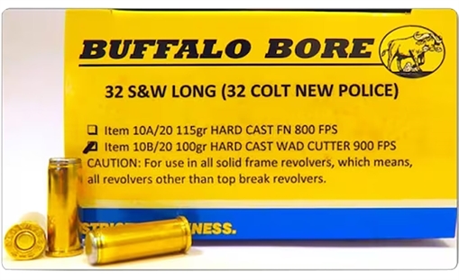 Picture of Buffalo Bore Ammunition Personal Defense Strictly Business 32S&W Long 100gr Hard Cast Wadcutter 20 Per Box/12 Case 10B20