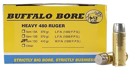 Picture of Buffalo Bore Ammunition Heavy Strictly Business 480Ruger 410gr Wide Flat Nose 20 Per Box/12 Case 13C20
